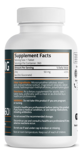 Suplemento Bronson Zinc 50 Mg De Alta Potência 360 Comprimid - Imagem 2