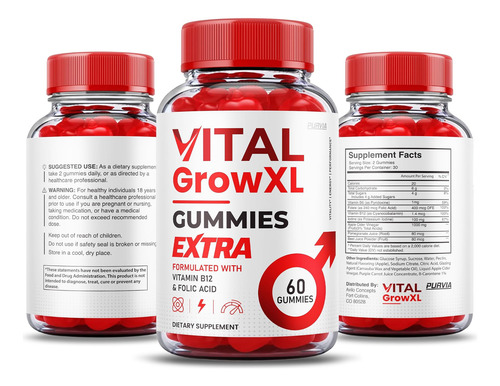 (3 Pacote) Vital Grow Xl Gummies - Fórmula Oficial - Fórmula - Imagem 5