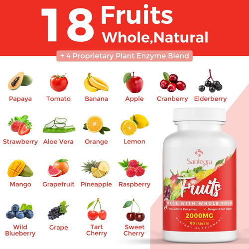 2000 Mg De Suplementos De Frutas E Vegetais, Equilíbrio Natu - Imagem 3