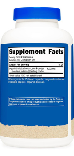 Cápsulas De Cogumelo Shiitake Orgânico Nutricost 1000 Mg, 90 - Imagem 5
