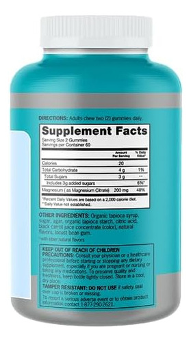 Gomas De Magnésio De Qunol Para Adultos, 200mg De Magnésio E - Imagem 8