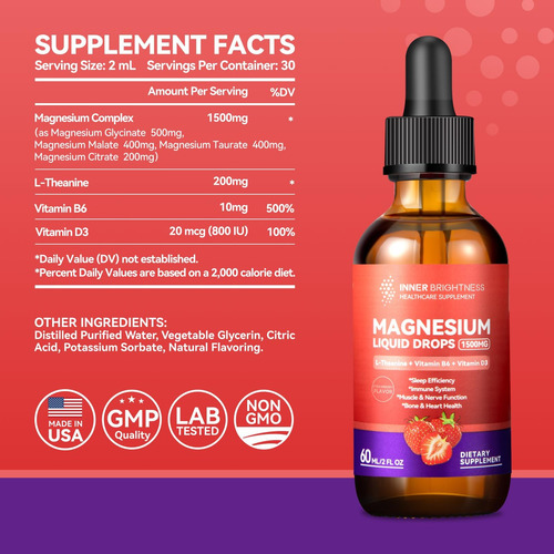 O Líquido De Glicinato De Magnésio Cai 1500 Mg Com Citrato D - Imagem 8
