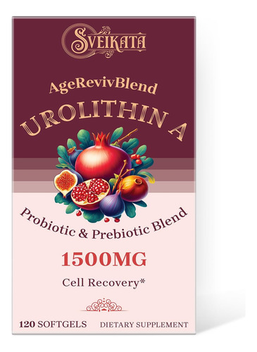 Sveikata Urolitina A Suplemento 1500mg, 120 Softgels (2 Garr - Imagem 5