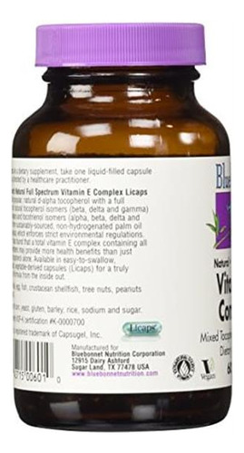 Bluebonnet Natural Full Spectrum Vitamin E Complex - 60 Lica - Imagem 4