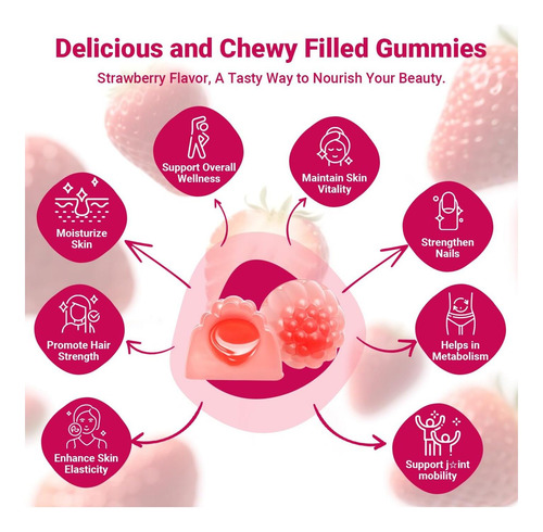 Gummies De Colágeno Para Mulheres, Colágeno Hidrolisado Sem - Imagem 2