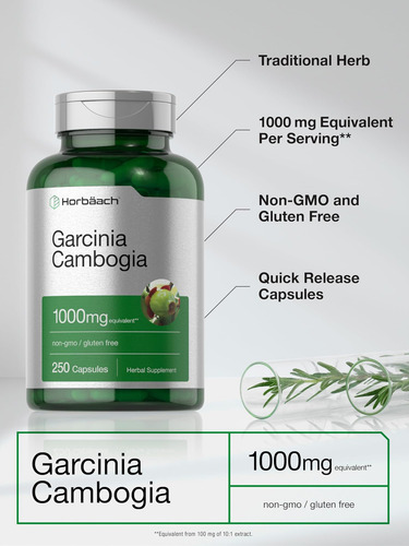 Comprimidos De Extrato De Horbaach Garcinia Cambogia | 1000m - Imagem 4