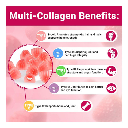 Gummies De Colágeno Para Mulheres, Colágeno Hidrolisado Sem - Imagem 5