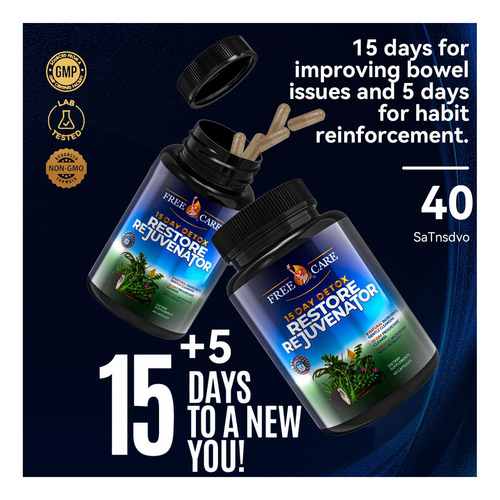 Freecare Colon Cleanse 15+5day Upgrade, Desintoxicação De De - Imagem 8