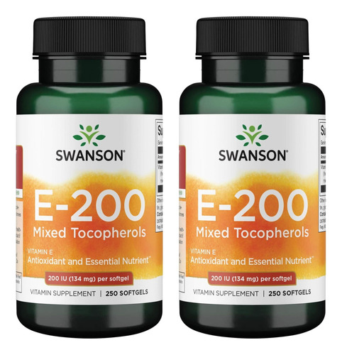 Swanson Vitamin E Tocoferóis 200 Ui (134 Miligramas) 250 (2