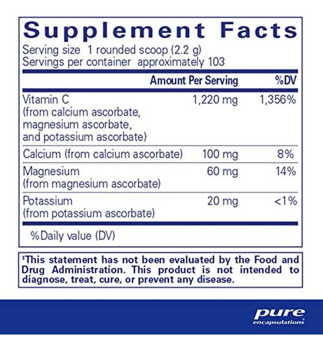 Pure Encapsulations Tamponado Ácido Ascórbico Em Pó | Suplem - Imagem 2
