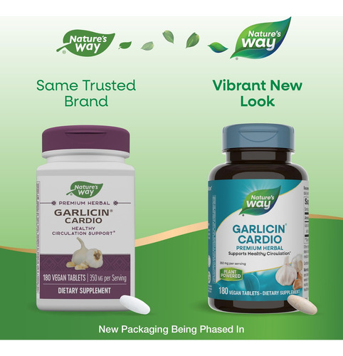 Natures Way Garlicin Cardio, Premium Herbal, Suporta Circula - Imagem 2