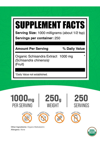 Suplemento Bulksupplements.com Extrato Orgânico De Schisandr - Imagem 2