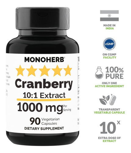 Extrato De Cranberry Monoherb 1000 Mg - 90 Cápsulas Veganas - Imagem 4