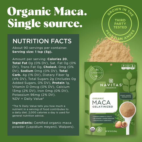Pó Gelatinizado De Maca Navitas Organics, 16 Onças. Saco, 90 - Imagem 2