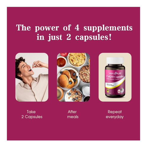 Hope Life Coenzyme Q10 Suplementos 2x Melhor Absorção, De E - Imagem 8