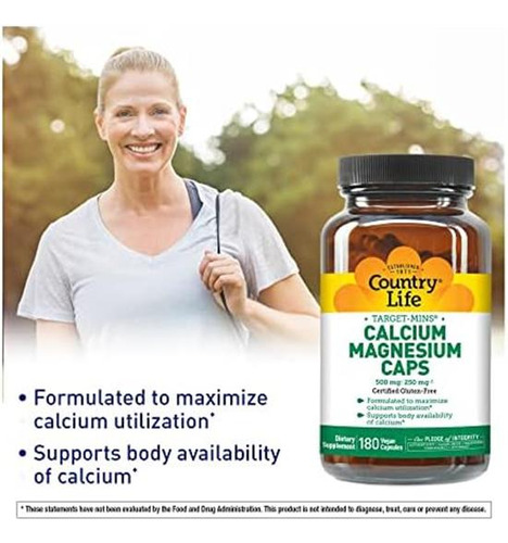 Country Life Target-mins Cálcio Magnésio Caps, 500mg: 250mg - Imagem 4