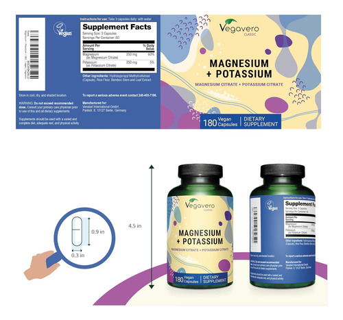 Vegavero Potássio (250 Mg) Magnésio (250 Mg) Citratos | Supl - Imagem 2