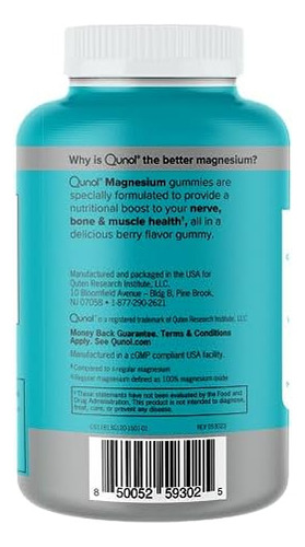 Gomas De Magnésio De Qunol Para Adultos, 200mg De Magnésio E - Imagem 9