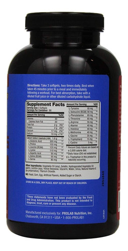 Prolab Nutrition Amino Gelcaps, 200 Sgel - Imagem 3