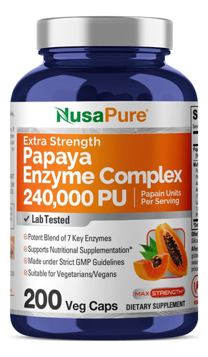 Nusapure Papaya Papain Enzyme Complex 240.000 Pu - 200 Cápsu