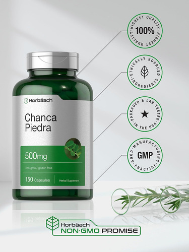 Cápsulas Horbäach Chanca Piedra | 500mg | 150 Contagens | Su - Imagem 4