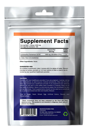 Probiótico Em Pó Vitamatic Lactobacillus Fermentum 100g - Imagem 8