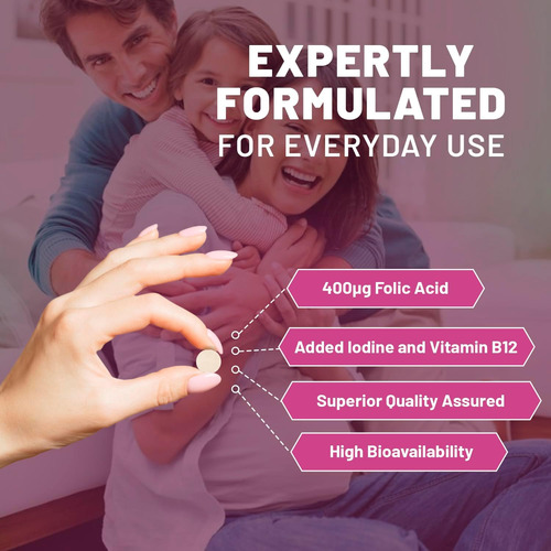 Ácido Fólico+ 400 Mcg - Comprimidos Veganos Com Vitamina B12 - Imagem 3