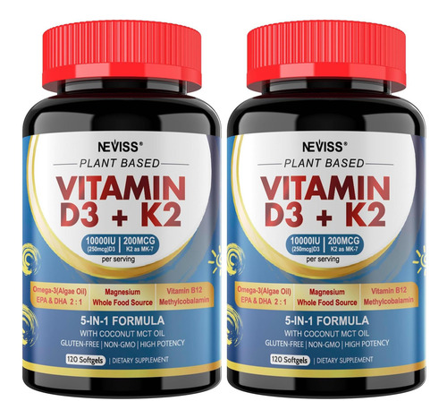 Vitamina D3 K2 -vitamin Diu E K2 (mk -7) 200mcg, Magnésio, Ô