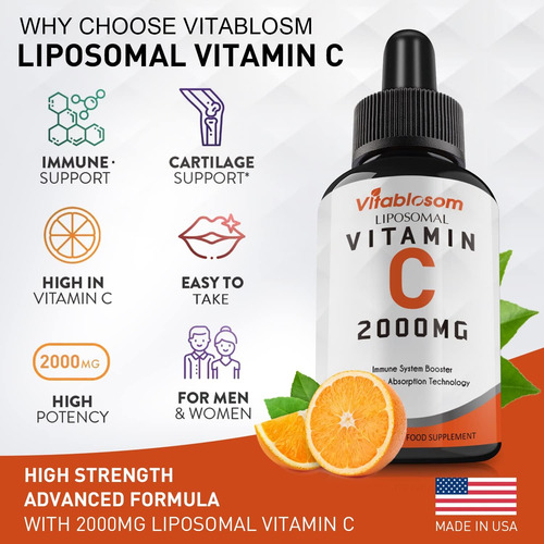 Vitamina C Lipossomal 2.000 Mg Líquida Para Adultos, Vit C D - Imagem 6