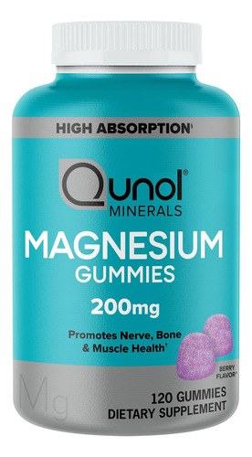 Gomas De Magnésio De Qunol Para Adultos, 200mg De Magnésio E