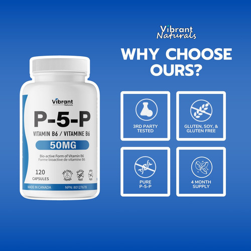 Suplemento Vibrant Naturals P5p B6 50mg - 120 Cápsulas - Imagem 3