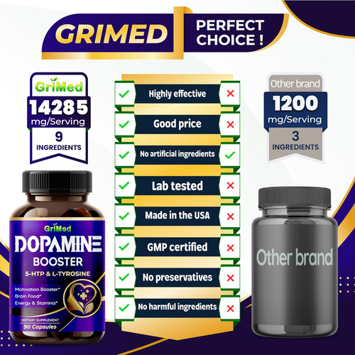 Grimed 5-htp L-tirosina Com Magnésio + L-teanina - 14.285 Mg - Imagem 2