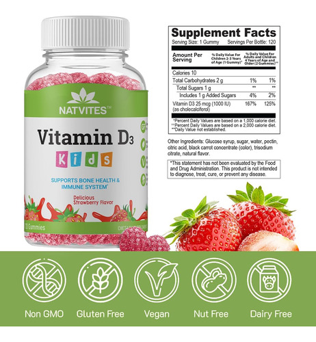 Natvites Vitamina D1000iu Gomas De Pectina Para Crianças Com - Imagem 6