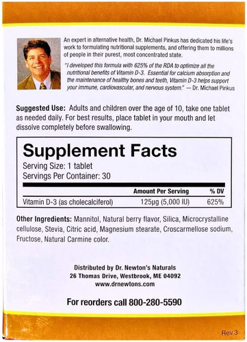 Dr. Newtons Naturals Vitamin D3 Comprimidos De Fusão Rápida - Imagem 2