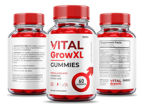(3 Pacote) Vital Grow Xl Gummies - Fórmula Oficial - Fórmula - Imagem 6