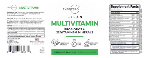 Cápsulas Multivitamínicas Zero, 1300 Mg, 120 Cápsulas - Imagem 5