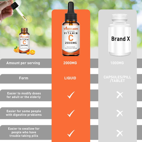 Vitamina C Lipossomal 2.000 Mg Líquida Para Adultos, Vit C D - Imagem 3