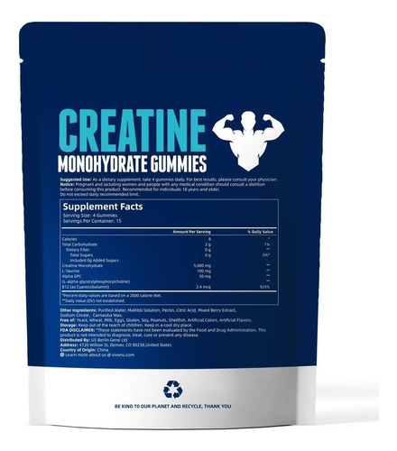 Gomas De Creatina 5000 Mg De Creatina Monohidratada Por | - Imagem 8