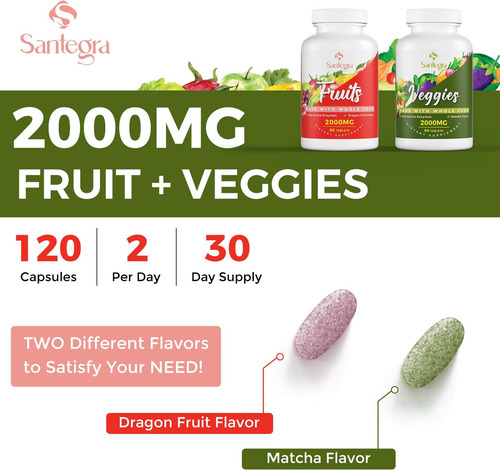 2000 Mg De Suplementos De Frutas E Vegetais, Equilíbrio Natu - Imagem 6