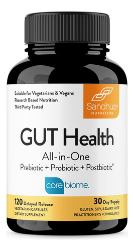 Sandhus Gut Health - Prebiótico, Probiótico, Pós-biótico E L