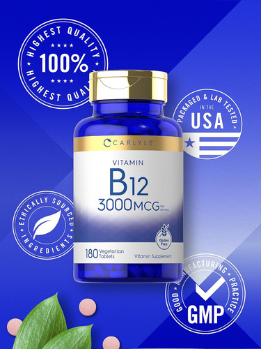 Carlyle Vitamina B-mcg | 180 Comprimidos Para Adultos | Supl - Imagem 4