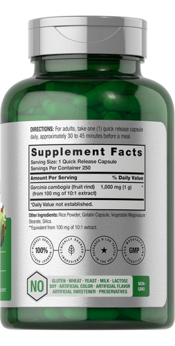 Comprimidos De Extrato De Horbaach Garcinia Cambogia | 1000m - Imagem 2