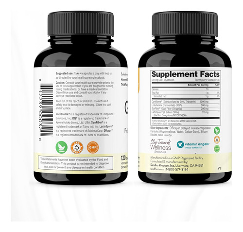 Sandhus Gut Health - Prebiótico, Probiótico, Pós-biótico E L - Imagem 3