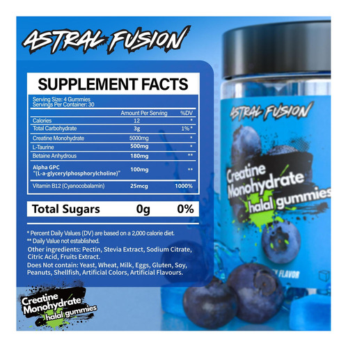 Gomas Monohidrato De Creatina Astral 5000mg Sem Açúcar - Imagem 6
