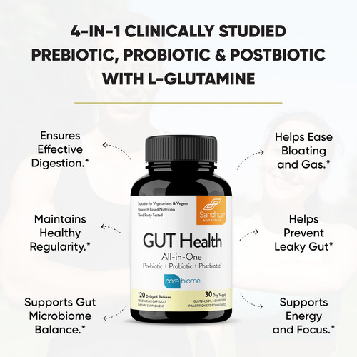 Sandhus Gut Health - Prebiótico, Probiótico, Pós-biótico E L - Imagem 2