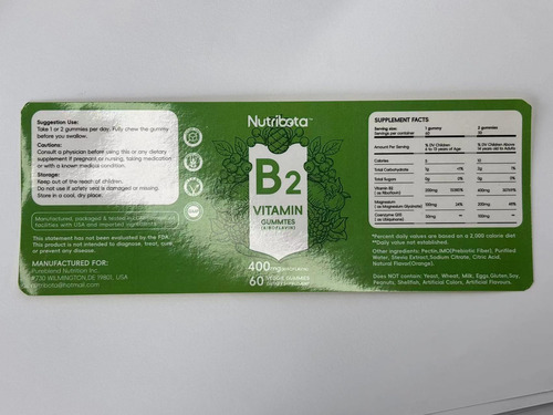Nutribota Sugar Livre Vitamina B2 Gummies- Riboflavin 400mg - Imagem 9