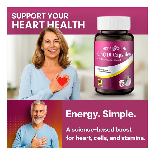 Hope Life Coenzyme Q10 Suplementos 2x Melhor Absorção, De E - Imagem 3