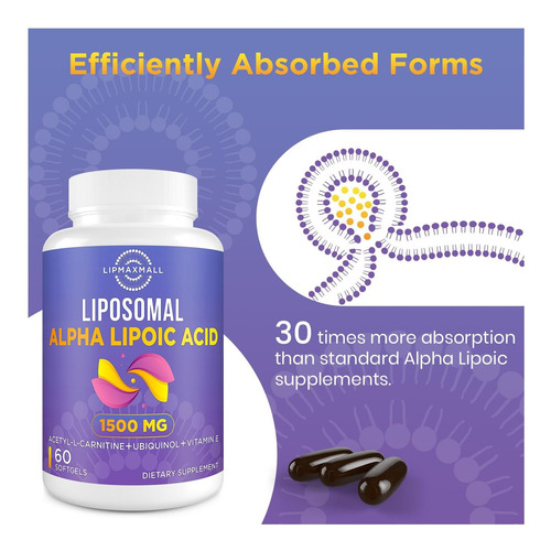 Ácido Alfa Lipóico Lipossomal 1500mg - Com Acetil-l-carnitin - Imagem 4