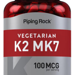 Suplemento Vitamínico Piping Rock K2 Mk7 | 100mcg | 180 Cáps