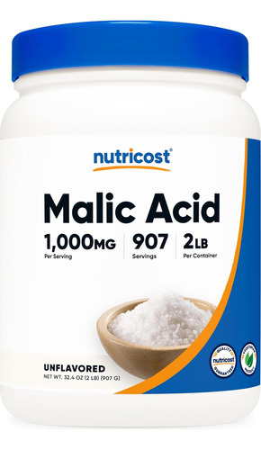Nutricost Ácido Málico Em Pó 2 Lbs - Sem Glúten, Não Ogm